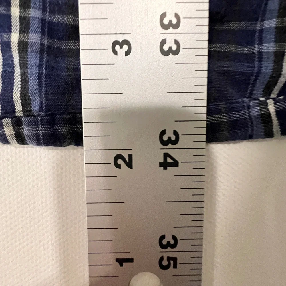 Levis Jeanswear Mens XL Navy Blue Plaid Cotton Long Sleeve Button Down Shirt